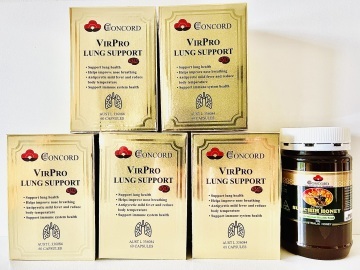Concord VirPro Lung Support (60 capsules) - 5 pack with bonus Concord Sunchih Honey (500g) 康道健肺寳 